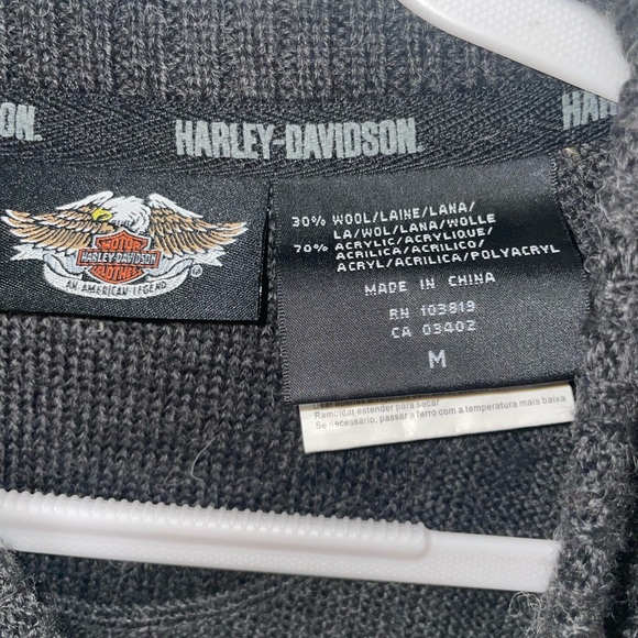 Men's Wool + Acrylic Blend Harley Davidson Embroidered Sweater Dark Gray Medium - Picture 5 of 6